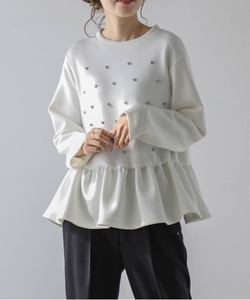 AMELY(エミリー)の「ビジューペプラムプルオーバー(その他トップス・レディース・ブラック/ホワイト/グレー・フリー)」の13枚目の写真