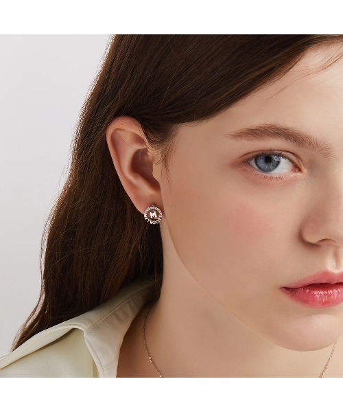 Mベーシックスターリング シルバー ホワイトピアス