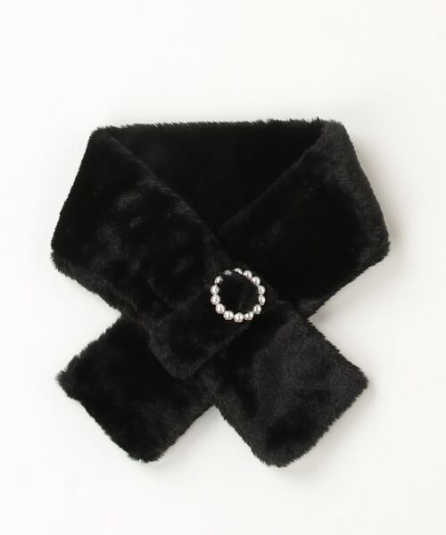 ｔｏｌｅｎｅ（トレネ）の「パール付きフェイクファーティペット（マフラー・レディース・ホワイト/ライトグレー/ブラック・ONE SIZE）」の5枚目の写真