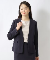 index | ≪セレモニー/セットアップ対応≫ ストレッチノーカラージャケット【洗濯機洗い可】(ノーカラージャケット)