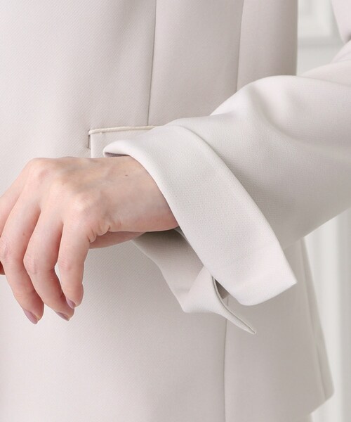 index（インデックス）の「◆≪通勤・セレモニー/セットアップ対応≫ ストレッチノーカラージャケット【洗濯機洗い可】（ノーカラージャケット・レディース・オリーブ/ナチュラル/ネイビー・38/42/36/40）」の18枚目の写真