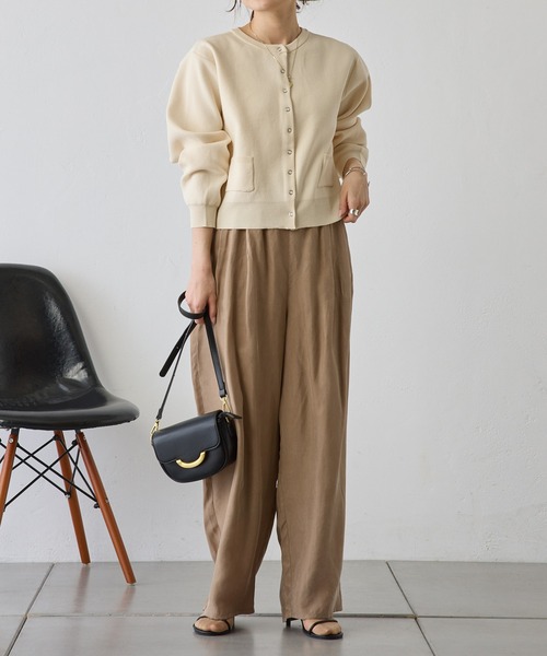 PUAL CE CIN(ピュアルセシン)の「スポンディッシュクルーネックカーディガン(カーディガン/ボレロ・レディース・グリーン/ピンク/オフホワイト/グレー・FREE)」の8枚目の写真