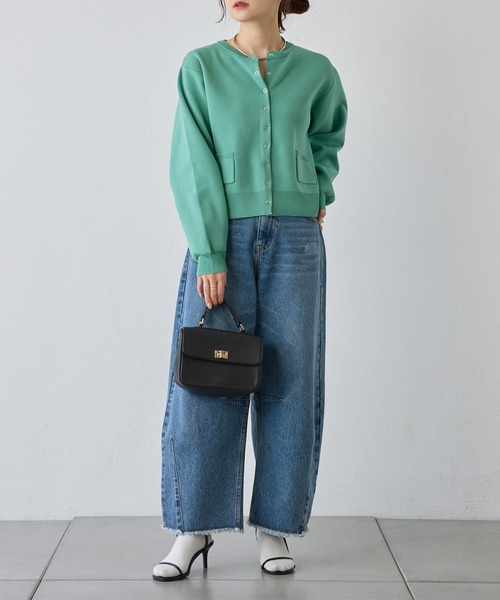 PUAL CE CIN(ピュアルセシン)の「スポンディッシュクルーネックカーディガン(カーディガン/ボレロ・レディース・グリーン/ピンク/オフホワイト/グレー・FREE)」の15枚目の写真