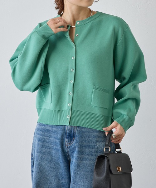 PUAL CE CIN(ピュアルセシン)の「スポンディッシュクルーネックカーディガン(カーディガン/ボレロ・レディース・グリーン/ピンク/オフホワイト/グレー・FREE)」の13枚目の写真