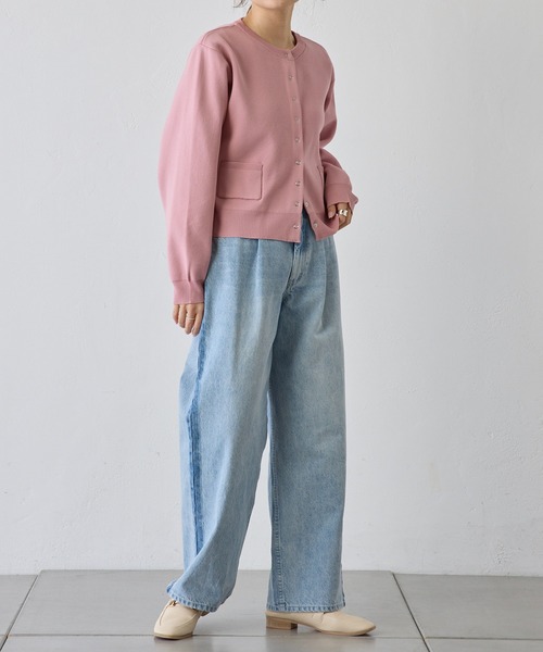 PUAL CE CIN(ピュアルセシン)の「スポンディッシュクルーネックカーディガン(カーディガン/ボレロ・レディース・グリーン/ピンク/オフホワイト/グレー・FREE)」の12枚目の写真