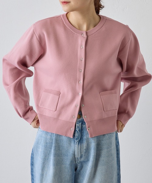 PUAL CE CIN(ピュアルセシン)の「スポンディッシュクルーネックカーディガン(カーディガン/ボレロ・レディース・グリーン/ピンク/オフホワイト/グレー・FREE)」の9枚目の写真