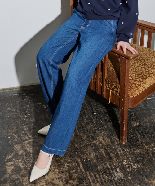 セール】ソフトタッチエアリーワイドデニム（デニムパンツ）｜MOCOA'S