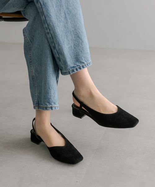 オーロラシューズ希少カラーネイビー美品バックストラップシューズ