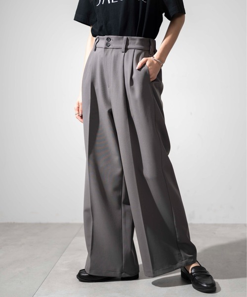 ★ヴィンテージスラックス★ BUGGY-WHIP Worsted 高品質ウール ウールワイドスラックス／ネイビー／Wool wide slacks