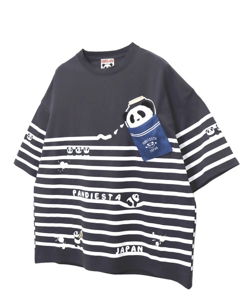PANDIESTA(パンディエスタ)の「ペンキボーダーぬいぐるみ付きBIG Tシャツ(M2)(Tシャツ/カットソー・メンズ・チャコール/ホワイト×ネイビー/ホワイト×レッド・XL/L/M)」の7枚目の写真