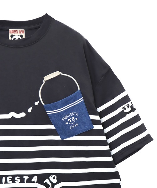 PANDIESTA(パンディエスタ)の「ペンキボーダーぬいぐるみ付きBIG Tシャツ(M2)(Tシャツ/カットソー・メンズ・チャコール/ホワイト×ネイビー/ホワイト×レッド・XL/L/M)」の10枚目の写真