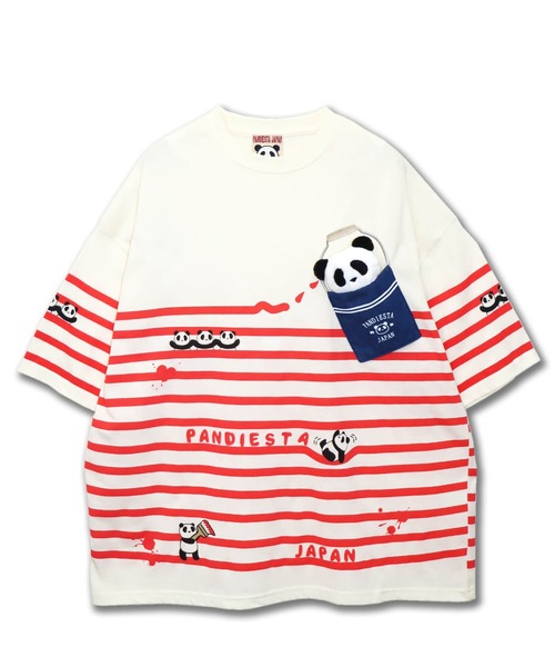 PANDIESTA(パンディエスタ)の「ペンキボーダーぬいぐるみ付きBIG Tシャツ(M2)(Tシャツ/カットソー・メンズ・チャコール/ホワイト×ネイビー/ホワイト×レッド・XL/L/M)」の15枚目の写真
