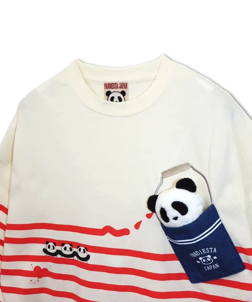 PANDIESTA(パンディエスタ)の「ペンキボーダーぬいぐるみ付きBIG Tシャツ(M2)(Tシャツ/カットソー・メンズ・チャコール/ホワイト×ネイビー/ホワイト×レッド・XL/L/M)」の17枚目の写真