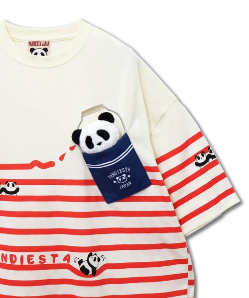 PANDIESTA(パンディエスタ)の「ペンキボーダーぬいぐるみ付きBIG Tシャツ(M2)(Tシャツ/カットソー・メンズ・チャコール/ホワイト×ネイビー/ホワイト×レッド・XL/L/M)」の18枚目の写真