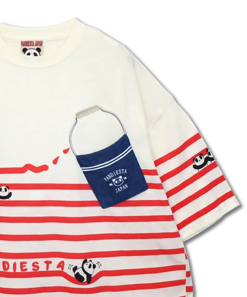 PANDIESTA(パンディエスタ)の「ペンキボーダーぬいぐるみ付きBIG Tシャツ(M2)(Tシャツ/カットソー・メンズ・チャコール/ホワイト×ネイビー/ホワイト×レッド・XL/L/M)」の19枚目の写真
