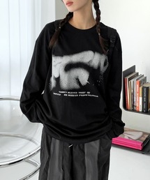 FOLLOWIN（フォロウィン）の「[UNISEX][カップルコーデおすすめ]ストリートオーバーサイズスプレープリントロングシャツ（Tシャツ/カットソー）」