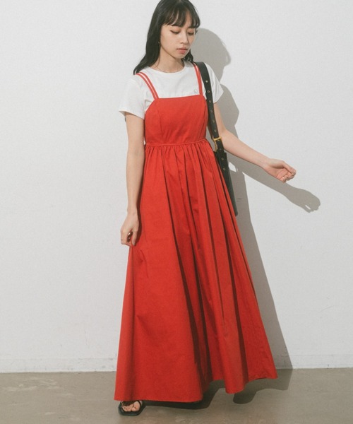 VANNIE U（ヴァニーユー）の「ダブルストラップギャザーボリュームキャミワンピース（ワンピース・レディース・ブラック/レッド/ベージュ/ホワイト・FREE）」の17枚目の写真