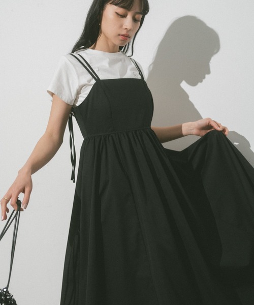 VANNIE U（ヴァニーユー）の「ダブルストラップギャザーボリュームキャミワンピース（ワンピース・レディース・ブラック/レッド/ベージュ/ホワイト・FREE）」の8枚目の写真