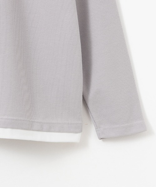 NAVY(ネイビー)の「NAVY カノコキーネックレイヤード長袖Tシャツ(Tシャツ/カットソー・メンズ・ライトグレー/グリーン/ネイビー/ブラック・S/M/L/XL)」の7枚目の写真