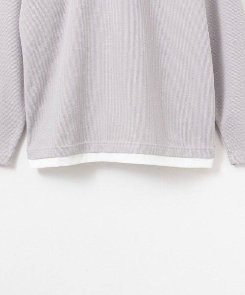 NAVY(ネイビー)の「NAVY カノコキーネックレイヤード長袖Tシャツ(Tシャツ/カットソー・メンズ・ライトグレー/グリーン/ネイビー/ブラック・S/M/L/XL)」の8枚目の写真
