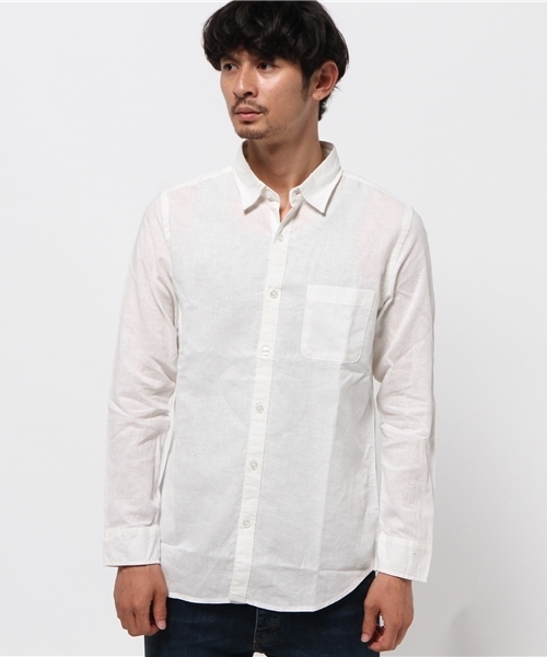 WEGO(ウィゴー)の「WEGO/コットンリネンシャツ(シャツ/ブラウス・メンズ・ブルー/カーキ/ネイビー/ホワイト・SMALL/MEDIUM/LARGE)」の5枚目の写真