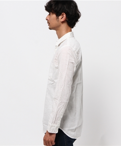 WEGO(ウィゴー)の「WEGO/コットンリネンシャツ(シャツ/ブラウス・メンズ・ブルー/カーキ/ネイビー/ホワイト・SMALL/MEDIUM/LARGE)」の6枚目の写真