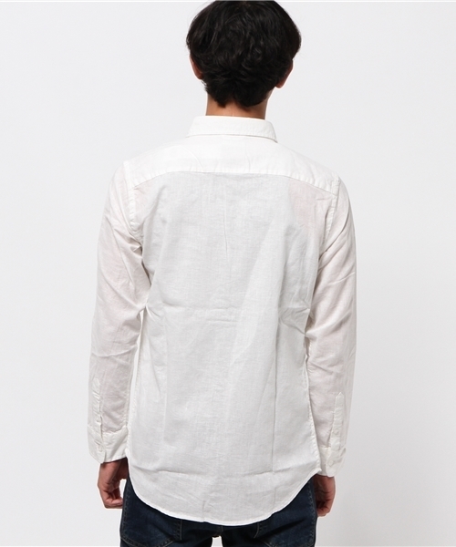 WEGO(ウィゴー)の「WEGO/コットンリネンシャツ(シャツ/ブラウス・メンズ・ブルー/カーキ/ネイビー/ホワイト・SMALL/MEDIUM/LARGE)」の7枚目の写真