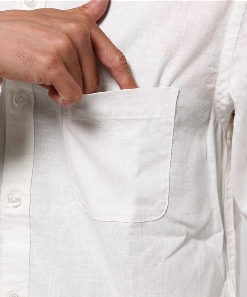 WEGO(ウィゴー)の「WEGO/コットンリネンシャツ(シャツ/ブラウス・メンズ・ブルー/カーキ/ネイビー/ホワイト・SMALL/MEDIUM/LARGE)」の10枚目の写真