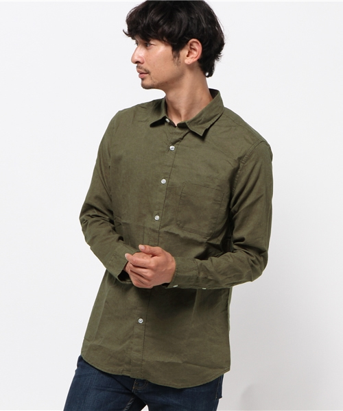 WEGO(ウィゴー)の「WEGO/コットンリネンシャツ(シャツ/ブラウス・メンズ・ブルー/カーキ/ネイビー/ホワイト・SMALL/MEDIUM/LARGE)」の17枚目の写真