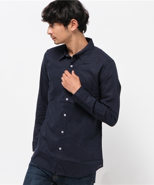 WEGO(ウィゴー)の「WEGO/コットンリネンシャツ(シャツ/ブラウス・メンズ・ブルー/カーキ/ネイビー/ホワイト・SMALL/MEDIUM/LARGE)」の14枚目の写真