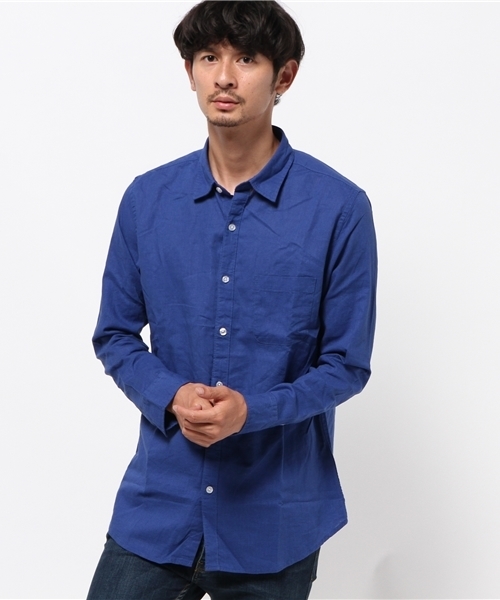 WEGO(ウィゴー)の「WEGO/コットンリネンシャツ(シャツ/ブラウス・メンズ・ブルー/カーキ/ネイビー/ホワイト・SMALL/MEDIUM/LARGE)」の15枚目の写真