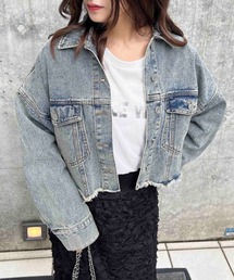 裾カットオフクロップド丈Gジャン