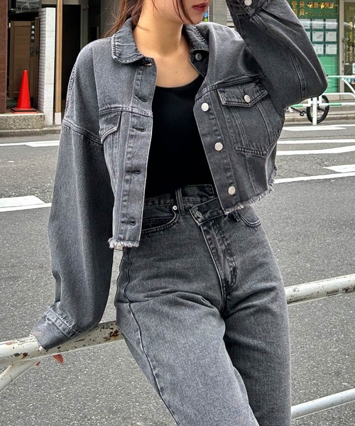 INGNI（イング）の「裾カットオフクロップド丈Gジャン（デニム