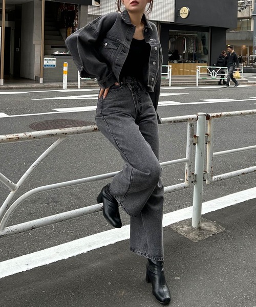 INGNI（イング）の「裾カットオフクロップド丈Gジャン（デニムジャケット・レディース・ブルー系その他3/グレー/ブルー系その他・M）」の13枚目の写真