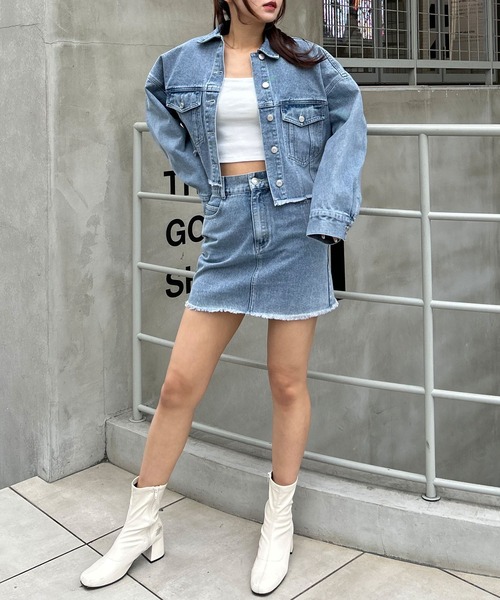 INGNI（イング）の「裾カットオフクロップド丈Gジャン（デニム