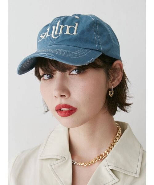 jouetie（ジュエティ）の「ヴィンテージライクダメージロゴキャップ（キャップ・レディース・ブラック/ブルー・FREE）」の4枚目の写真