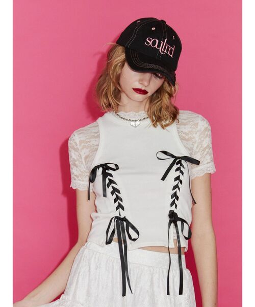 jouetie（ジュエティ）の「ヴィンテージライクダメージロゴキャップ（キャップ・レディース・ブラック/ブルー・FREE）」の8枚目の写真