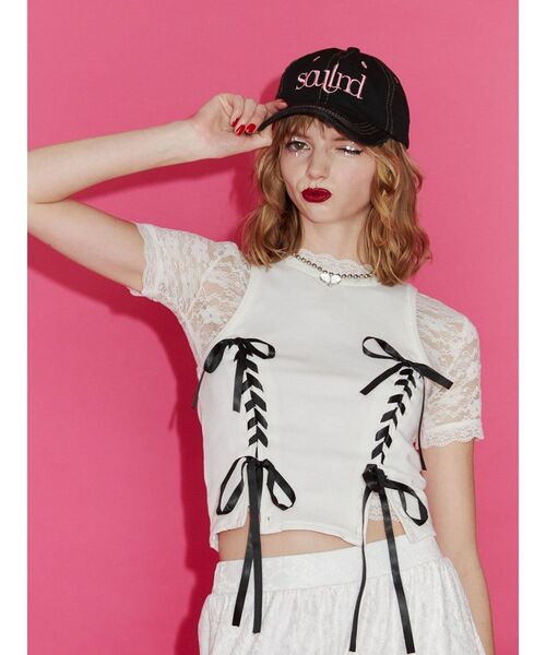 jouetie（ジュエティ）の「ヴィンテージライクダメージロゴキャップ（キャップ・レディース・ブラック/ブルー・FREE）」の9枚目の写真