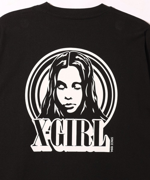 X-girl（エックスガール）の「CIRCLE BACKGROUND FACE LOGO S/S BIG TEE DRESS（ワンピース・レディース・ブラック/ホワイト・S/M）」の7枚目の写真