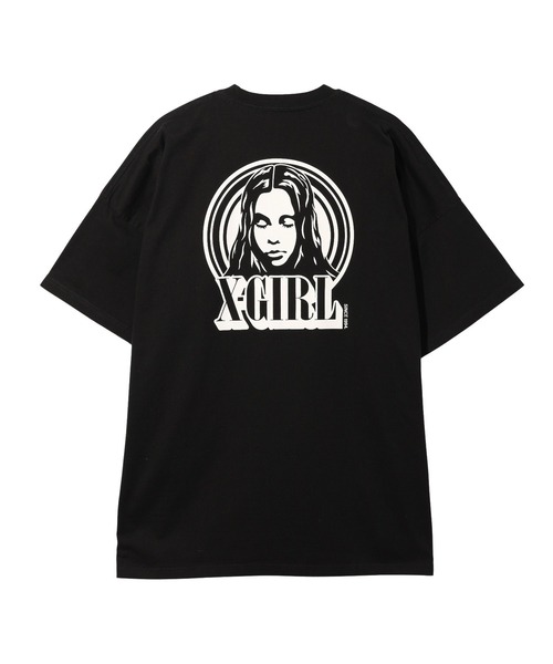 X-girl（エックスガール）の「CIRCLE BACKGROUND FACE LOGO S/S