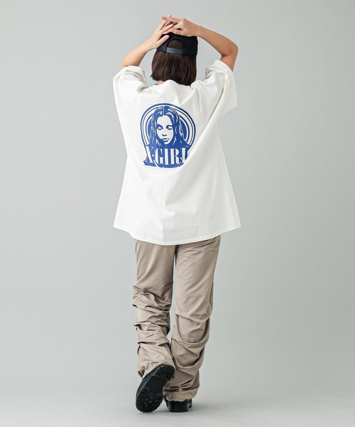 X-girl（エックスガール）の「CIRCLE BACKGROUND FACE LOGO S/S