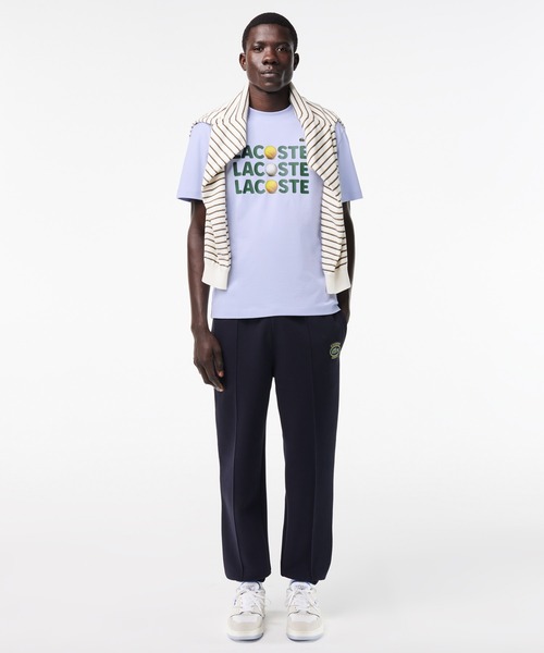 [LACOSTE] グラフィックプリント 半袖Tシャツ LACOSTE tシャツ バーシティグラフィックプリントクルーネック