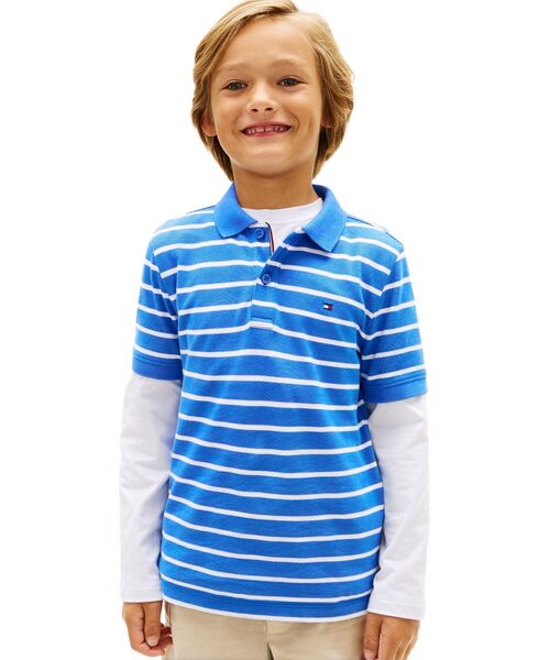 TOMMY HILFIGER(トミーヒルフィガー)の「BOYS フラッグロゴポロシャツ(ポロシャツ・キッズ・イエロー/ホワイト/ブルー/ネイビー/ブルー系その他・130cm/140cm/150cm/160cm)」の4枚目の写真