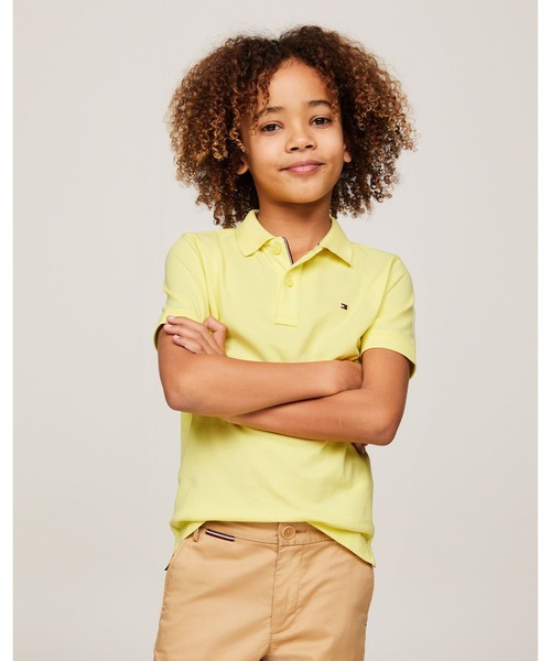TOMMY HILFIGER（トミーヒルフィガー）の「BOYS フラッグロゴポロシャツ（ポロシャツ・キッズ・イエロー/ホワイト/ブルー/ネイビー・130cm/140cm/150cm/160cm）」の4枚目の写真