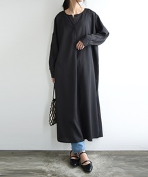 丈が選べるリネンライクスキッパーシャツワンピース