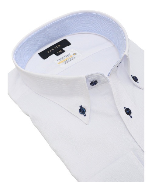 TAKA-Q（タカキュー）の「タカキュー 形態安定 吸水速乾 ボタンダウン ビジネスドレス長袖シャツ（シャツ/ブラウス・メンズ・ホワイト・首回り41cm-裄丈82cm/首回り43cm-裄丈82cm/首回り43cm-裄丈86cm/首回り39cm-裄丈84cm/首回り41cm-裄丈86cm/首回り37cm-裄丈80cm/首回り39cm-裄丈80cm/首回り45cm-裄丈86cm）」の4枚目の写真