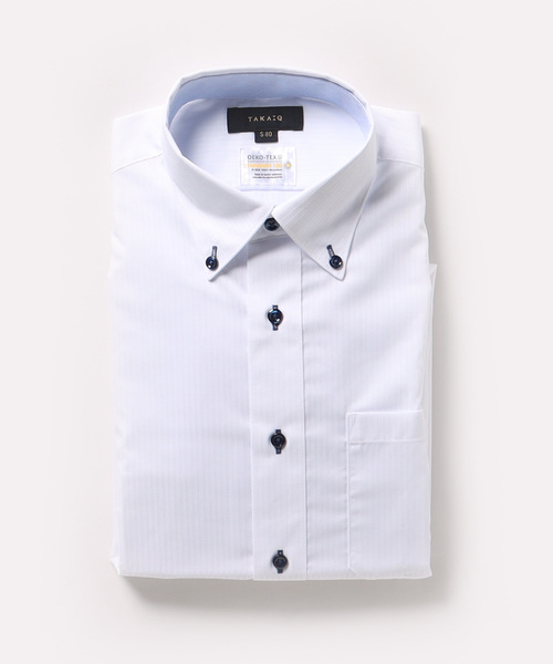 TAKA-Q（タカキュー）の「タカキュー 形態安定 吸水速乾 ボタンダウン ビジネスドレス長袖シャツ（シャツ/ブラウス・メンズ・ホワイト・首回り41cm-裄丈82cm/首回り43cm-裄丈82cm/首回り43cm-裄丈86cm/首回り39cm-裄丈84cm/首回り41cm-裄丈86cm/首回り37cm-裄丈80cm/首回り39cm-裄丈80cm/首回り45cm-裄丈86cm）」の7枚目の写真