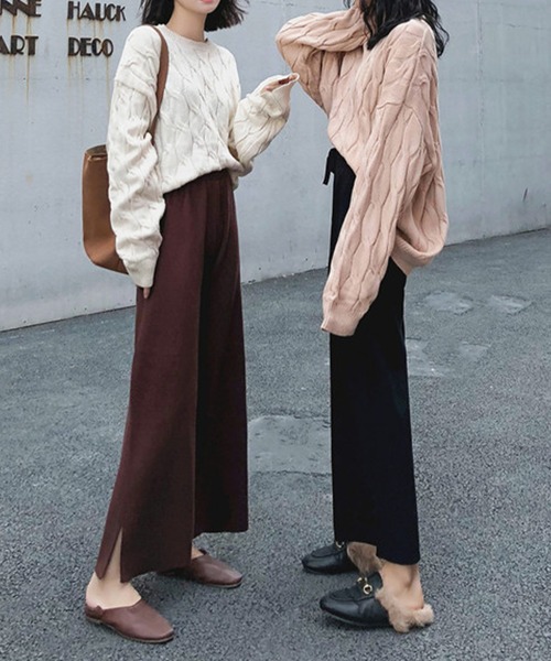 aimoha(アイモハ)の「ニットロング丈ズボン(その他パンツ・レディース・ブラック/チョコ・FREE)」の5枚目の写真