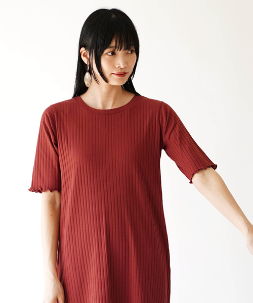 zootie（ズーティー）の「汗しみない リブカットソー［バックＶネックワンピース］（ワンピース・レディース・ベージュ/ネイビー/モカ/レッド/ブラック・L/S/M）」の22枚目の写真