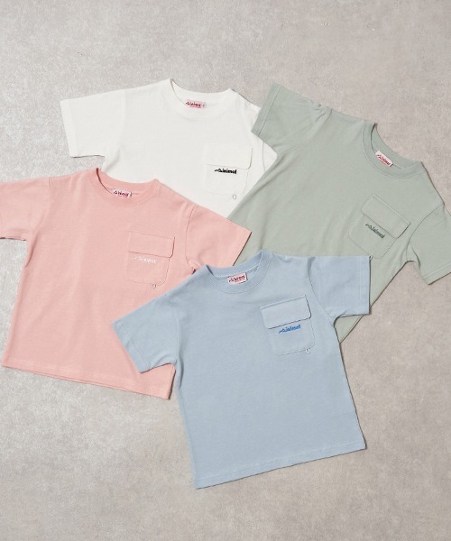 minimal(ミニマル)の「【撥水】ワンポイントポケットTシャツ(Tシャツ/カットソー・キッズ・サックスブルー/ライトピンク/カーキ/ホワイト・110cm/130cm/140cm/100cm/120cm)」の12枚目の写真